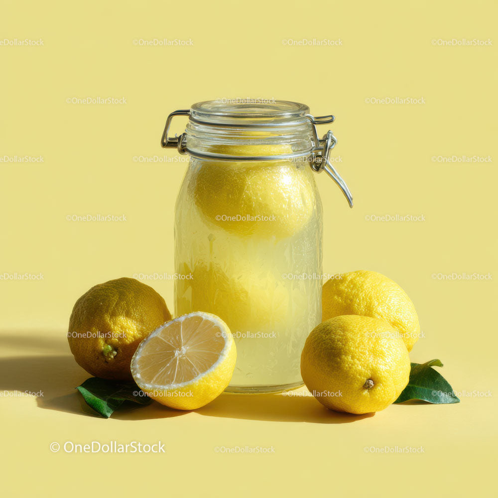 Refreshing Jar of Lemonade with Fresh Lemons