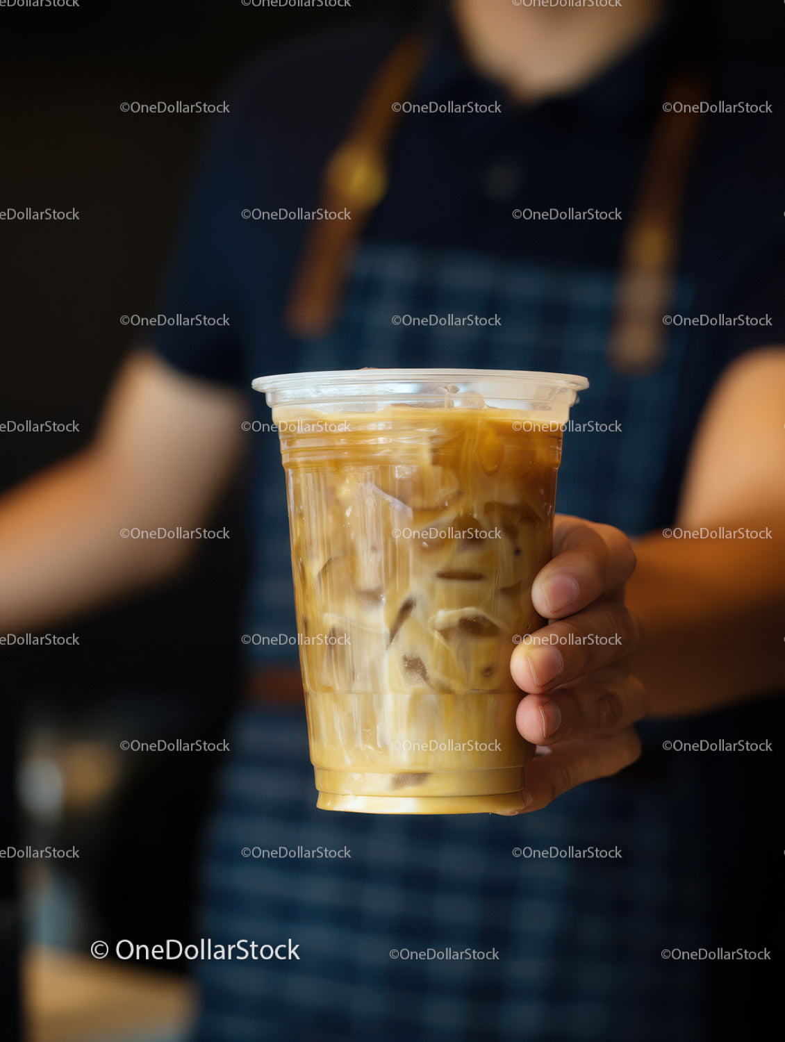 Refreshing Iced Coffee in a Clear Plastic Cup with Ice Cubes