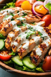 Juicy Grilled Chicken with Herb Cream Sauce and Fresh Veggies