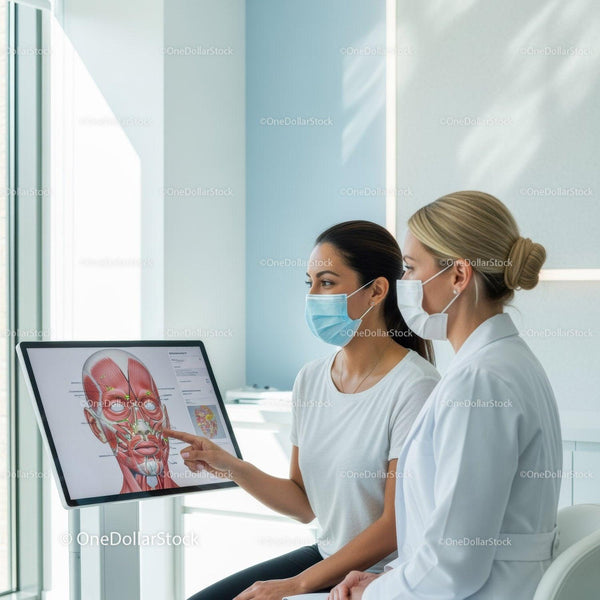 Healthcare Professionals Discussing Anatomy Using Digital Medical Chart