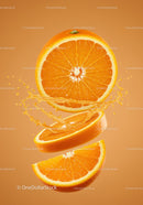 Fresh orange slices with vibrant juice splash