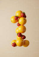 Number One Shaped from Fresh Oranges and Strawberries