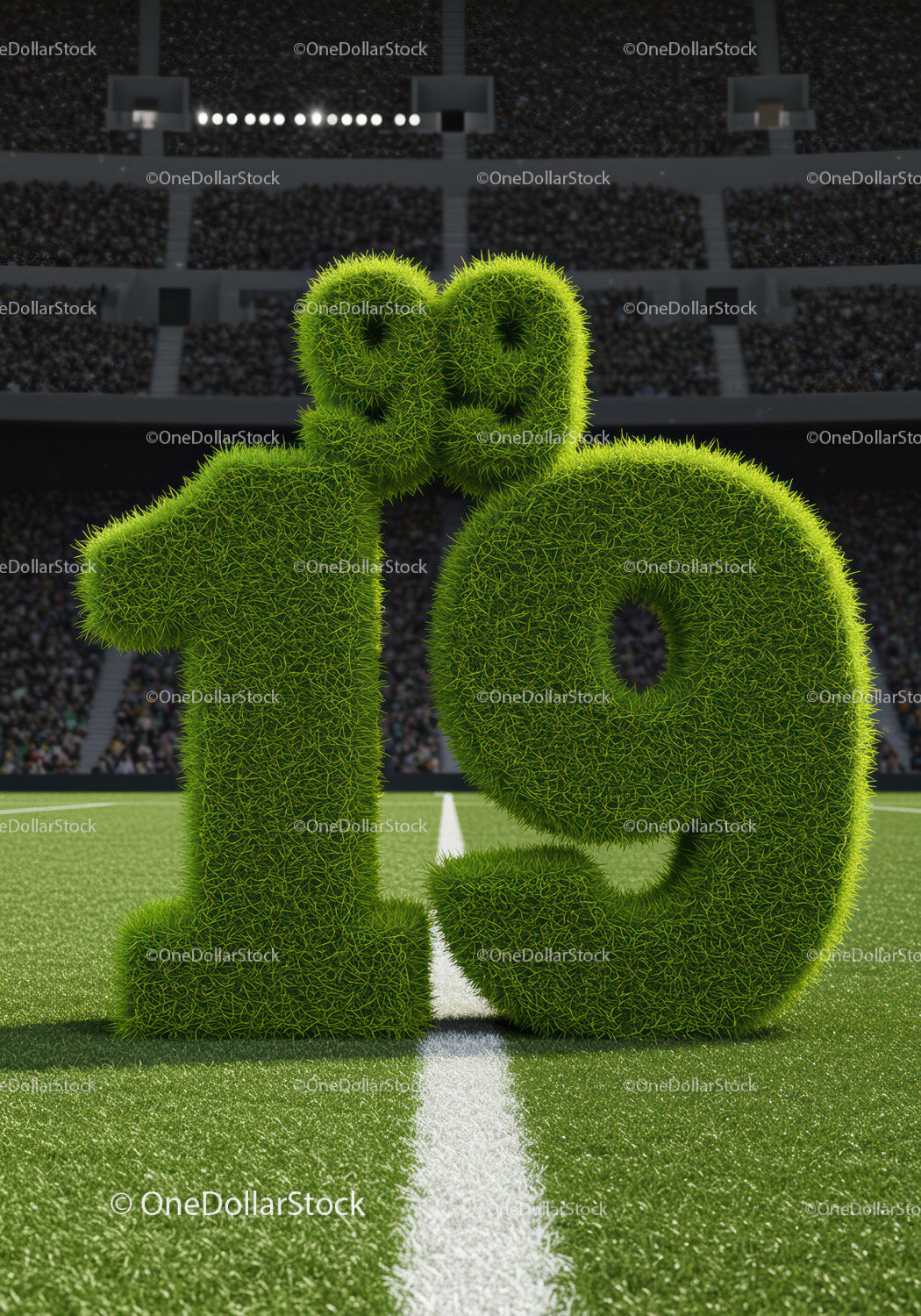 Grass-Covered Number Nineteen on Soccer Field