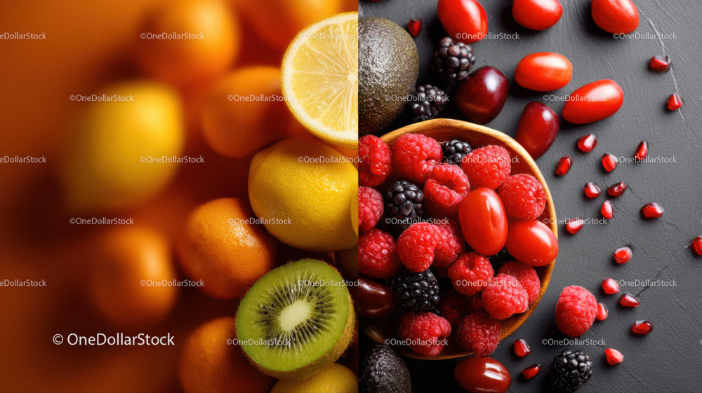 Vibrant Assortment of Fresh Fruits with Citrus and Berries