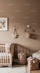 Modern Baby Nursery Decor with Wall Hooks and Plush Toys