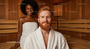 Relaxing Spa Session with Friends in Warm Wooden Sauna