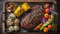 Grilled Ribs with Corn Mushrooms and Vegetables for Outdoor Barbecue