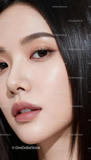 Close up of flawless skin and natural makeup on woman