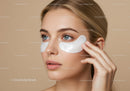 Beautiful Woman Applying Eye Patches for Skincare and Beauty