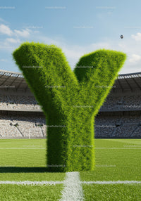 Large Grass Letter Y On Football Field In Stadium