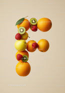 Fresh Fruits Arranged in Number Five on Beige Background