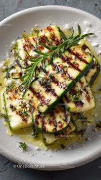 Grilled Zucchini Slices with Herbs on Slate Plate