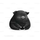 Black Pig Sculpture with Unique Textured Animal Art