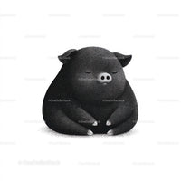 Black Pig Sculpture with Unique Textured Animal Art