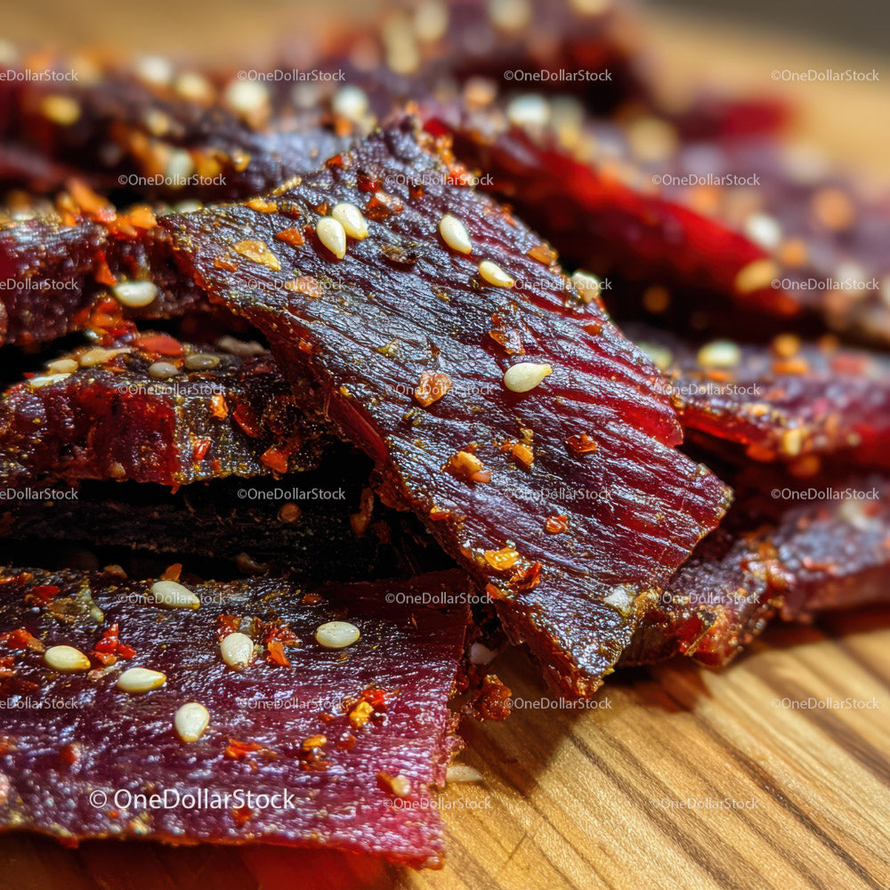 Spicy Beef Jerky Slices for Gourmet Snack and Protein Energy Boost
