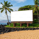 Blank Billboard on Tropical Beach with Palm Trees