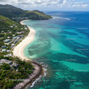 Tropical Beach with Turquoise Water and Lush Mountains