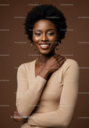 Elegant African American Woman with Natural Hair and Warm Smile