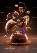 Elegant Chocolate Dessert with Nuts and Gold Leaf