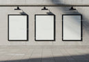 Three Vertical Blank Posters on Urban Concrete Wall