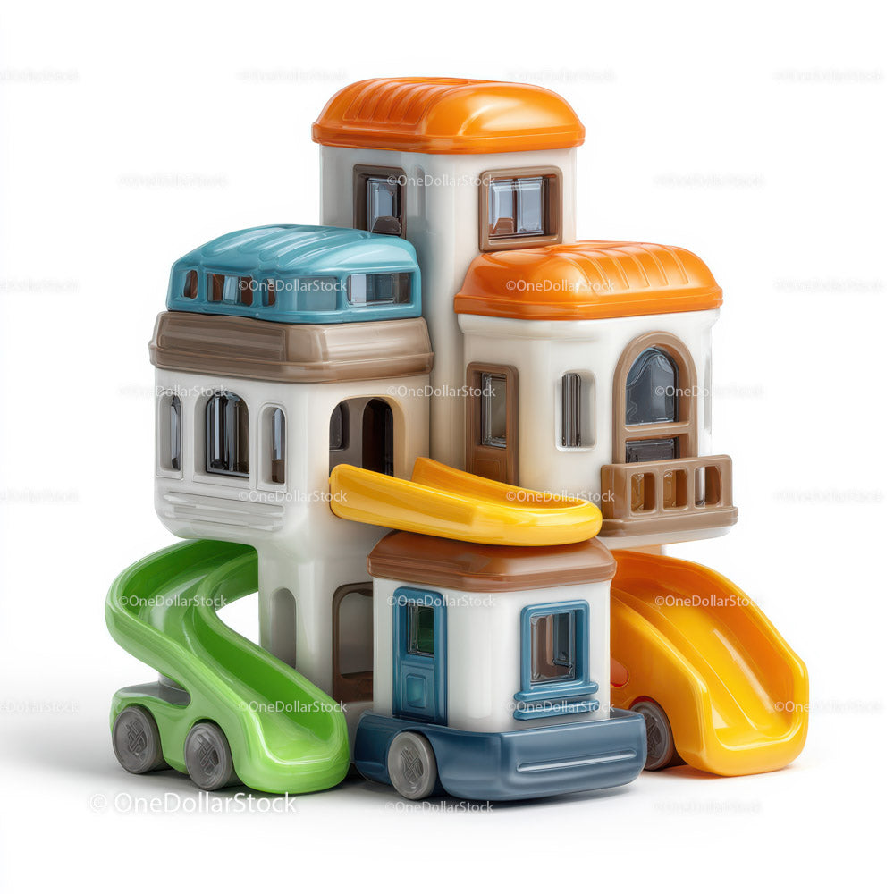Colorful Plastic Toy House with Slides for Kids Outdoor Play
