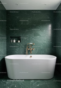 Luxurious Green Marble Bathroom with Freestanding Bathtub and Elegant Design
