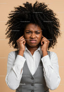 Frustrated Young Woman With Curly Hair Expressing Displeasure