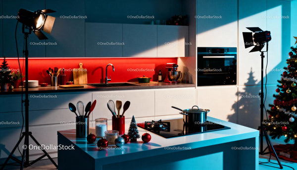 Modern Kitchen Set Up for Festive Cooking Scene