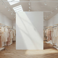 Minimalist Boutique with Neutral Elegant Dresses Displayed