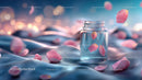 Glass Container with Floating Rose Petals in Tranquil Setting