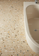 Elegant Beige and Multicolored Terrazzo Bathroom Floor with Modern Style