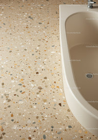 Elegant Beige and Multicolored Terrazzo Bathroom Floor with Modern Style