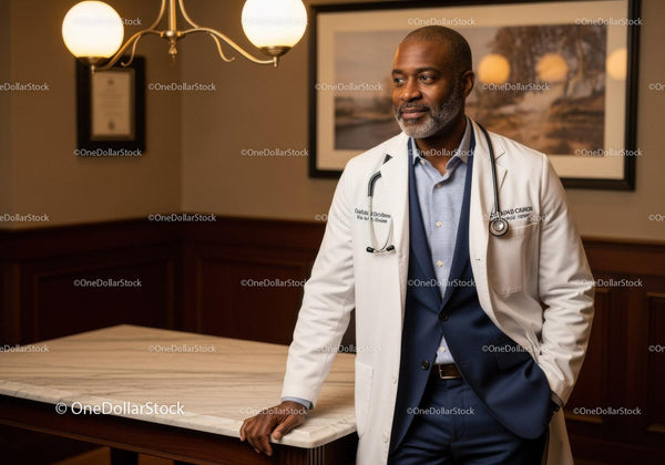 Profesjonalny Mężczyzna Lekarz w Klinice z Stetoskopem