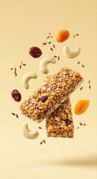 Healthy granola bars with nuts and dried fruit mix