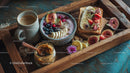 Nutritious Breakfast Tray with Toast Fresh Strawberries and Hot Chocolate