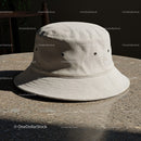 Beige Bucket Hat on Stone Surface in Natural Light