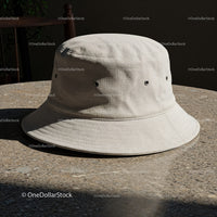 Beige Bucket Hat on Stone Surface in Natural Light