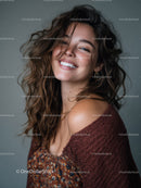 Happy Young Woman with Curly Hair and Bright Smile