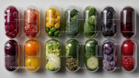 Assorted Fresh Vegetables and Fruits in Capsule Containers