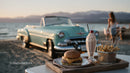 Beachside Cheeseburger French Fries and Milkshake with Classic Car
