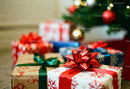 Close-up of Festive Christmas Gifts with Bows