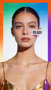 Confident woman with ready sign on colorful background