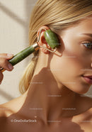 Woman Using Jade Roller for Facial Massage and Skin Rejuvenation