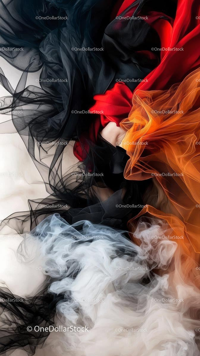 Abstract Flowing Sheer Fabrics in Vibrant Colors for Creative Use