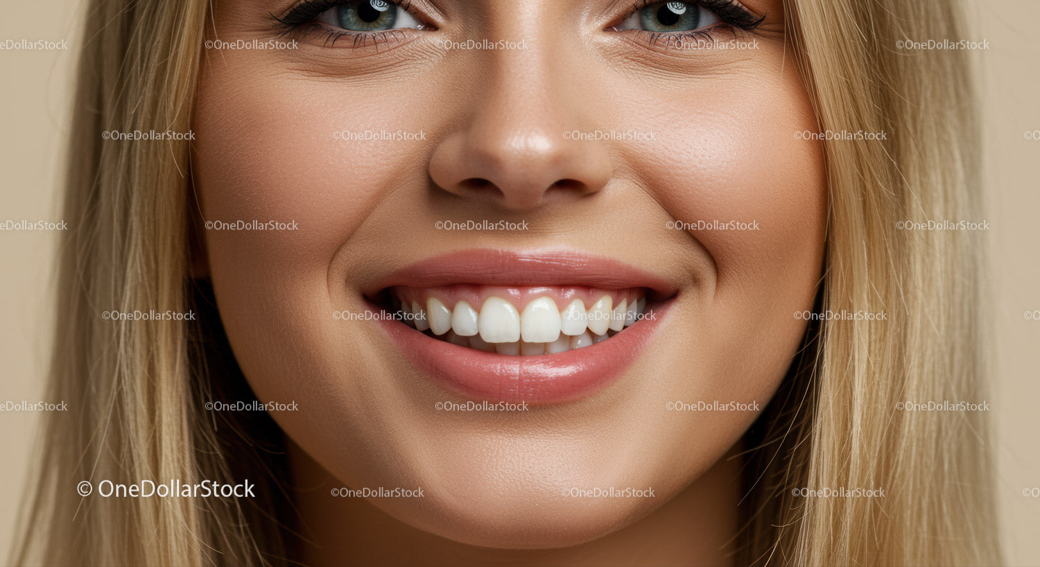 Close up of woman smiling with healthy white teeth