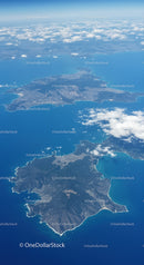 Beautiful Aerial View of Island with Rugged Coastline and Blue Ocean