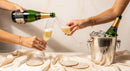Women Toasting Champagne Glasses in a Party Scene with Ice Bucket