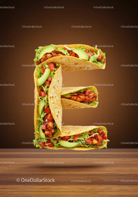 Letter E Shaped Chicken Tacos with Fresh Vegetables