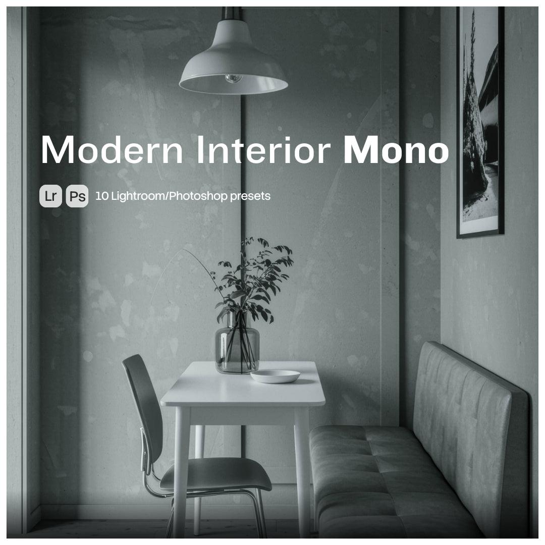 Modern Interior Mono Lightroom presets cover preview