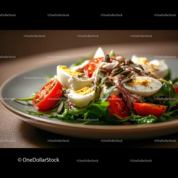Fresh Tomato and Egg Salad with Greens for Healthy Eating